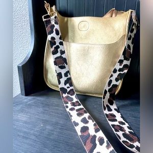 Gold Ah•Dorned Genuine Leather Crossbody with strap
